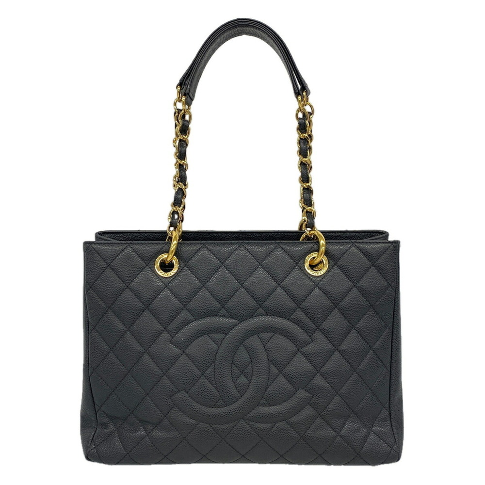 Chanel Matelassé Chain Tote Bag, Caviar Leather, Black, Women's, OP021306